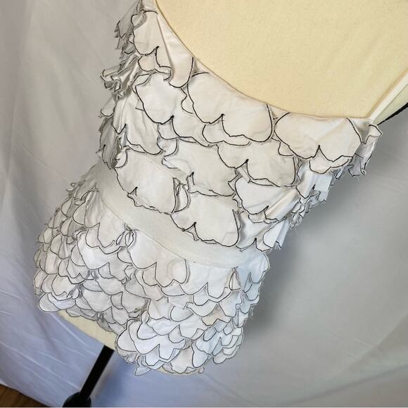 Cynthia Steffe Women's White Flower Petal Shirt Tank Top Size Small Maximalism - Picture 2 of 12